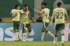 Palmeiras' Mauricio, left, celebrates after scoring his side's second goal during the Club World Cup Group A soccer match between Inter Miami and Palmeiras in Miami Gardens, Fla., Monday, June 23, 2025. (AP Photo/Lynne Sladky)