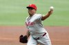 Philadelphia Phillies pitcher Ranger Suárez throws during the first inning of a baseball game, Sunday, June 29, 2025, in Atlanta. (AP Photo/Butch Dill)