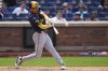 Milwaukee Brewers' Joey Ortiz hits a grand slam during the sixth inning in the first baseball game of a doubleheader against the New York Mets Wednesday, July 2, 2025, in New York. (AP Photo/Frank Franklin II)