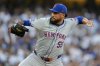FILE - New York Mets pitcher Sean Manaea throws against the Los Angeles Dodgers during the first inning in Game 6 of a baseball NL Championship Series, Oct. 20, 2024, in Los Angeles. (AP Photo/Julio Cortez, File)