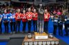 Team Homan celebrates after defeating Team Manitoba in the finals during the Scotties Tournament of Hearts action in Thunder Bay, Ont., Sunday, Feb. 23, 2025. THE CANADIAN PRESS/David Jackson
