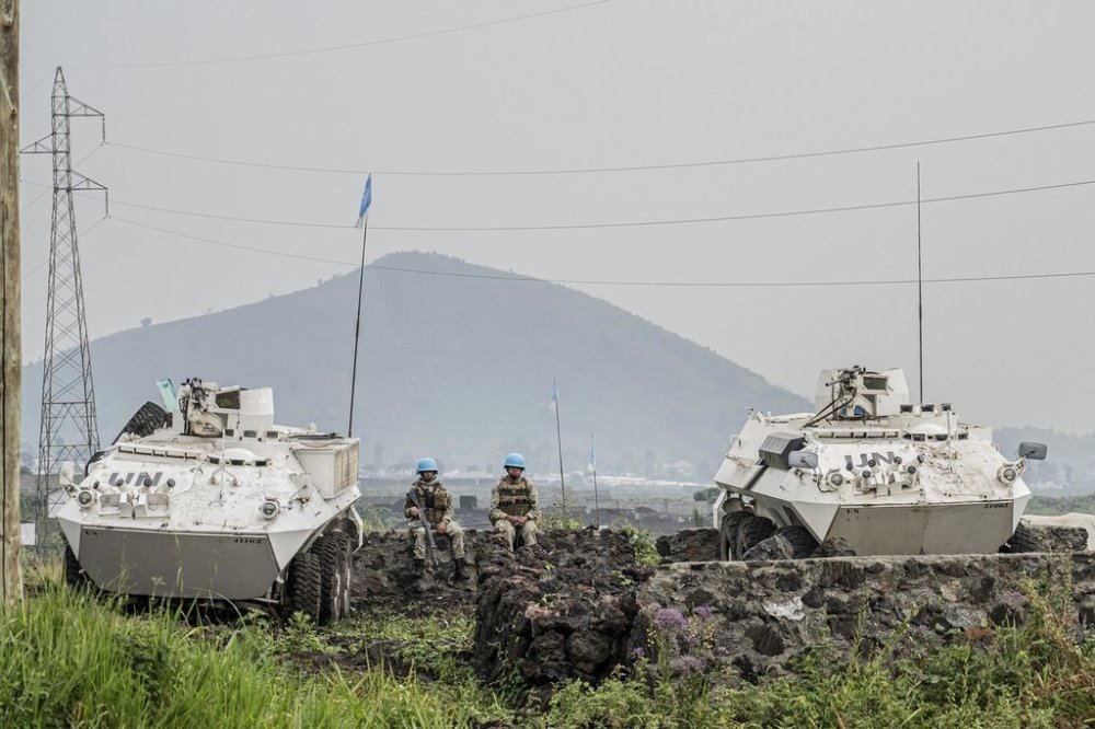 FILE - UN troops deploy outside Goma, Democratic Republic of the Congo, Friday, Jan. 24, 2025. (AP Photo/Moses Sawasawa, File)