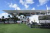 People work outside of Hard Rock Stadium during preparations for Saturday's opening match in the Club World Cup soccer tournament, Wednesday, June 11, 2025, in Miami Gardens, Fla. (AP Photo/Lynne Sladky)