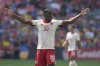 Canada's Jonathan David gestures to the referee during the first half of Canadian Shield Tournament action against Ukraine, in Toronto, Saturday, June 7, 2025. THE CANADIAN PRESS/Chris Young