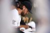 Minnesota Twins starting pitcher Bailey Ober looks on in the dugout during the sixth inning of baseball game against the Seattle Mariners, Monday, June 23, 2025, in Minneapolis. (AP Photo/Matt Krohn)