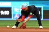 Toronto Blue Jays second baseman Andres Gimenez fields a ground ball off the bat of Los Angeles Angels' Nolan Schanuel in sixth inning MLB baseball action in Toronto on Friday, July 4, 2025. THE CANADIAN PRESS/Jon Blacker