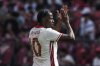 Canada's Jonathan David gestures during second half Canadian Shield Tournament action against Ukraine, in Toronto, Saturday, June 7, 2025. THE CANADIAN PRESS/Chris Young