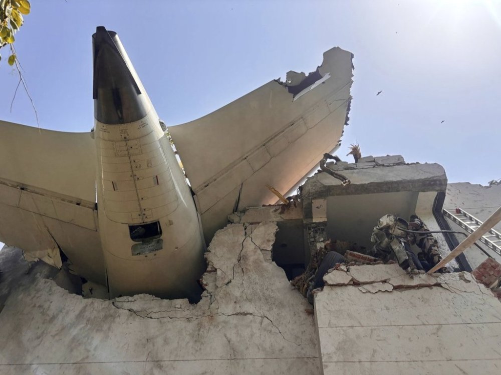 This photo shared by India's Central Industrial Security Force (CISF) shows debris of a plane that crashed in the northwestern Indian city of Ahmedabad, in Gujarat state, Thursday, June 12, 2025. (CISF via AP)
