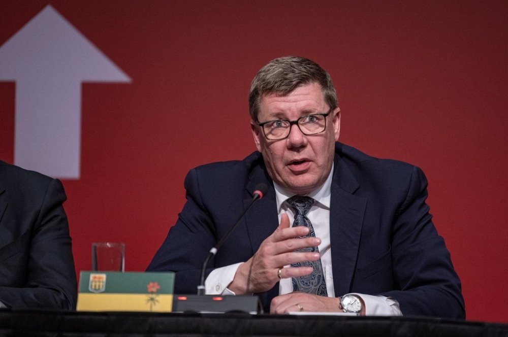 Premier of Saskatchewan Scott Moe speaks to media following the First Minister’s Meeting in Saskatoon, Sask., Monday, June 2, 2025. THE CANADIAN PRESS/Liam Richards