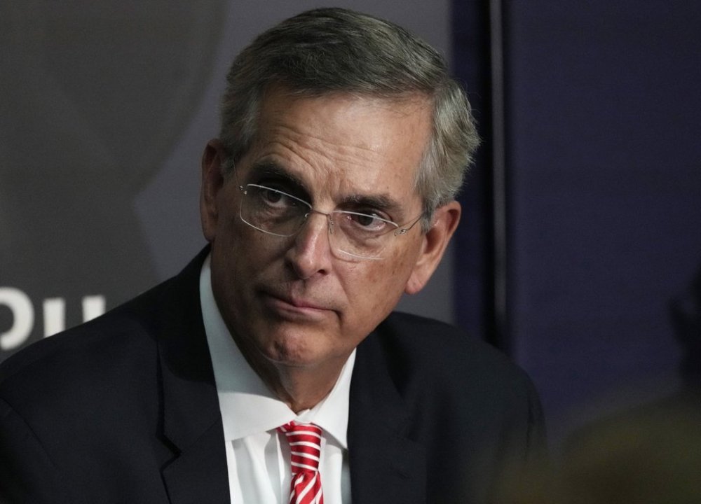 FILE - Georgia Secretary of State Brad Raffensperger participates during an election forum, Sept. 19, 2024, in Ann Arbor, Mich. (AP Photo/Carlos Osorio, File)