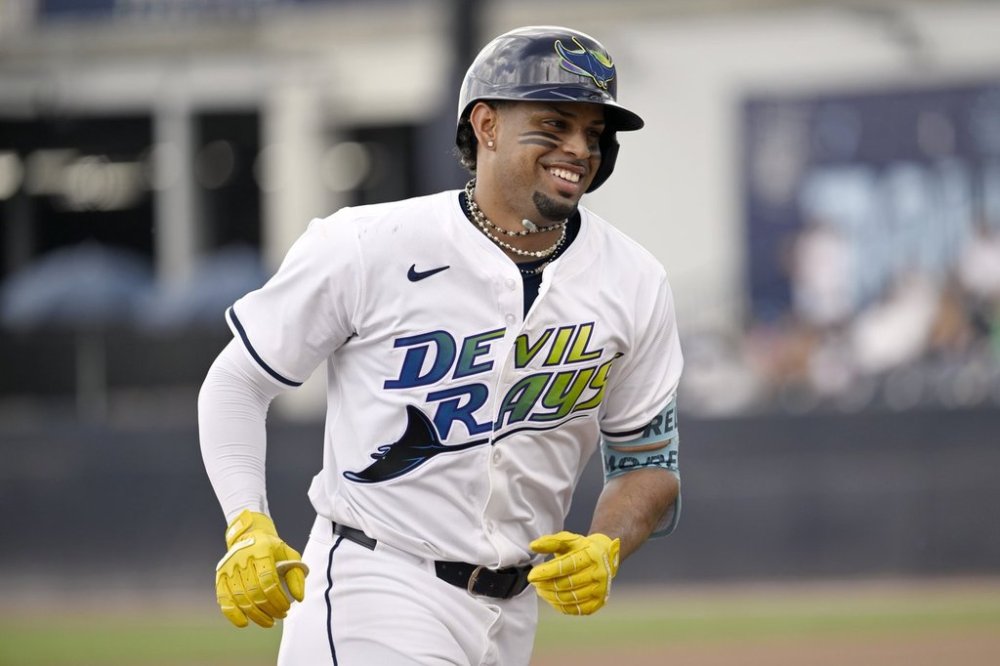 Tampa Bay Rays' Christopher Morel rounds the bases after his home run during the seventh inning of a baseball game against the Detroit Tigers Saturday, June 21, 2025, in Tampa, Fla. (AP Photo/Jason Behnken)