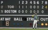 Boston Red Sox left fielder Jarren Duran stands in front of the scoreboard after the Toronto Blue Jays scored a run in the eighth inning of a baseball game Friday, June 27, 2025, in Boston. (AP/Photo/Jim Davis)