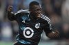 Minnesota United forward Bongokuhle Hlongwane (21) celebrates after scoring a goal during the second half of an MLS soccer match against the Houston Dynamo, Wednesday, June 25, 2025, in St. Paul, Minn. (AP Photo/Abbie Parr)