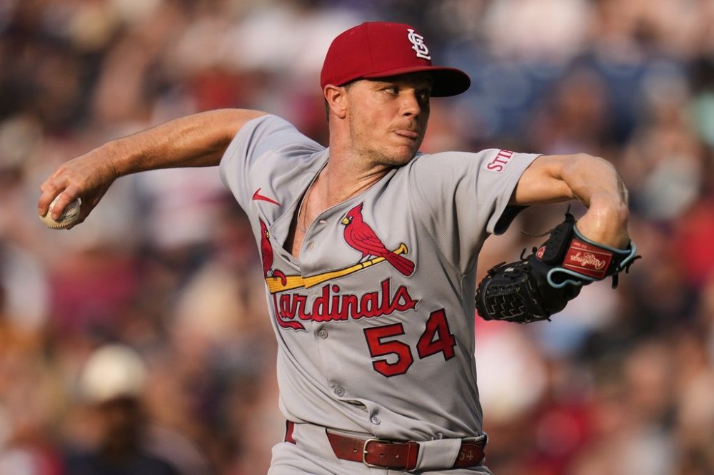 St. Louis Cardinals' Sonny Gray pitches in the first inning of a baseball game against the Cleveland Guardians in Cleveland, Friday, June 27, 2025. (AP Photo/Sue Ogrocki)