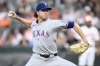 Texas Rangers starting pitcher Jacob deGrom throws during the second inning of a baseball game against the Baltimore Orioles, Wednesday, June 25, 2025, in Baltimore. (AP Photo/Nick Wass)