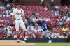 St. Louis Cardinals starting pitcher Miles Mikolas pauses on the mound after giving up a three-run home run to Toronto Blue Jays' Andrés Giménez during the first inning of a baseball game Tuesday, June 10, 2025, in St. Louis. (AP Photo/Scott Kane)