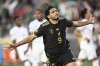 Mexico forward Raúl Jiménez (9) celebrates scoring his team's first goal during the second half of a CONCACAF Gold Cup semifinal soccer match Wednesday, July 2, 2025, in Santa Clara, Calif. (AP Photo/Eakin Howard)