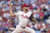 Philadelphia Phillies' Zack Wheeler pitches during the second inning of a baseball game against the San Diego Padres Monday, June 30, 2025, in Philadelphia. (AP Photo/Matt Slocum)