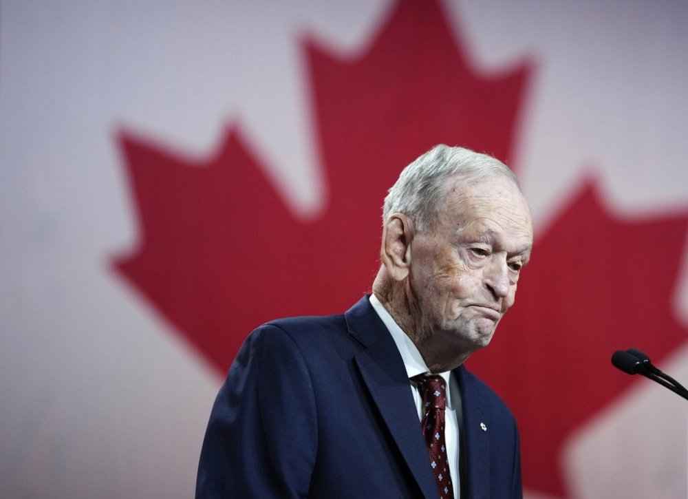 Former prime minister Jean Chrétien speaks at the Liberal Leadership Event in Ottawa, on Sunday, March 9, 2025. THE CANADIAN PRESS/Justin Tang
