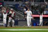 Blue Jays right-fielder Addison Barger (47) reacts after hitting a walkoff homer in Toronto's 5-4 win over the Arizona Diamondbacks at Rogers Centre on Tuesday, June 17, 2025. THE CANADIAN PRESS/Arlyn McAdorey