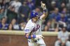 New York Mets' Jeff McNeil (1) gestures to teammates after hitting a walk-off RBI double during the 10th inning of a baseball game against the Washington Nationals Tuesday, June 10, 2025, in New York. (AP Photo/Frank Franklin II)