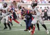 B.C. Lions quarterback Nathan Rourke throws a shovel pass during first half CFL football action against the Montreal Alouettes in Montreal, Saturday, July 5, 2025. THE CANADIAN PRESS/Graham Hughes