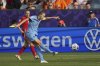 Netherlands' Vivianne Miedema scores his side's opening goal during the Euro 2025, group D, soccer match between Wales and the Netherlands at Allmend Stadion Luzern in Lucerne, Switzerland, Saturday, July 5, 2025. (AP Photo/Alessandra Tarantino)
