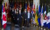 Prime Minister Mark Carney, front left, walks alongside Francois Legault, Premier of Quebec, as they are joined by first ministers and Minister of International Trade and Intergovernmental Affairs and President of the King’s Privy Council for Canada Dominic LeBlanc, and Minister of Transport and Internal Trade Chrystia Freeland as they arrive to take part in the First Minister Meeting at the National War Museum in Ottawa on Friday, March 21, 2025.  THE CANADIAN PRESS/Sean Kilpatrick