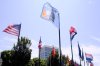 International flags on the venue ahead of the upcoming NATO summit in The Hague, Netherlands, Monday, June 23, 2025. (AP Photo/Patrick Post)