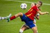 Switzerland's Noelle Maritz, rear, and Spain's Patricia Guijarro in action during the Women's Euro 2025 quarterfinal soccer match between Switzerland and Spain at Wankdorf stadium in Bern, Switzerland, Friday July 18, 2025. (Michael Buholzer/Keystone via AP)