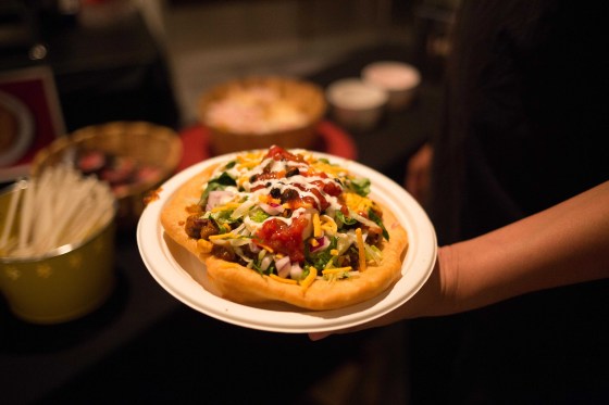 An Indian taco is served up at the First Nations pavilion. (Jen Doerksen / Free Press files)