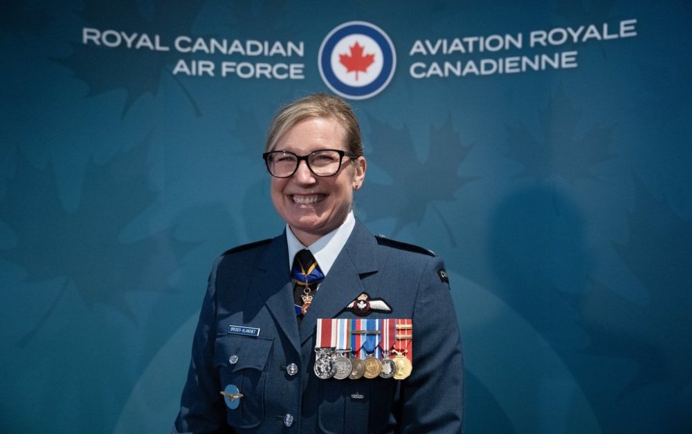 Lt.-Gen. Jamie Speiser-Blanchet smiles as she speaks with media after assuming command of the Royal Canadian Air Force during a change-of-command ceremony in Ottawa on Thursday, July 10, 2025. THE CANADIAN PRESS/Adrian Wyld