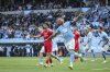 Malmo's Pontus Jansson (18) celebrates after scoring during the UEFA Champions League first qualifying round, second leg, soccer match between Malmo FF and FC Iberia 1999 at Malmo New Stadium in Malmo, Sweden, Tuesday, July 15, 2025.(Anders Bjurö/TT News Agency via AP)