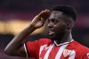 FILE - Athletic Bilbao's Inaki Williams celebrates scoring his side's third goal during the Copa del Rey quarterfinals soccer match between Athletic Bilbao and Barcelona at the San Mames stadium in Bilbao, Spain, on Wednesday, Jan. 24, 2024. (AP Photo/Alvaro Barrientos, File)