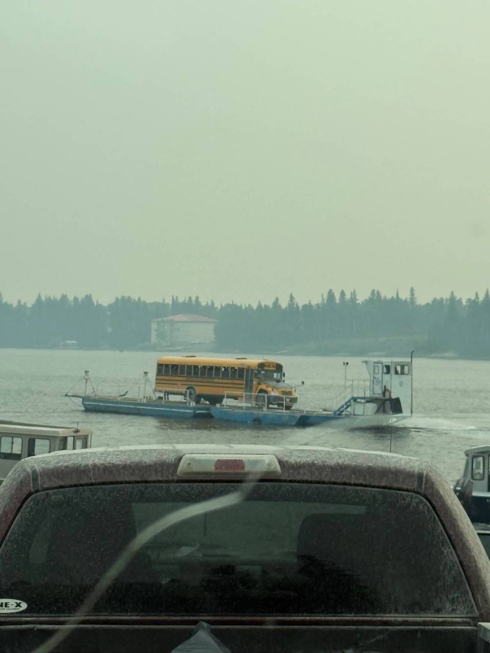 Sophia Harper photo
Garden Hill First Nation residents had to use a ferry to get to the mainland before being evacuated to Winnipeg by Hercules aircraft after a mandatory evacuation order was issued Friday due to wildfire smoke.