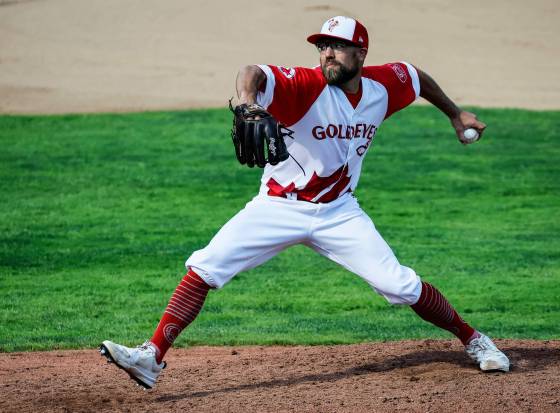 Goldeyes pitcher Mitchell Lambson tossed his third complete game of the season Tuesday against the Fargo-Moorhead Redhawks. (John Woods / Free Press)
