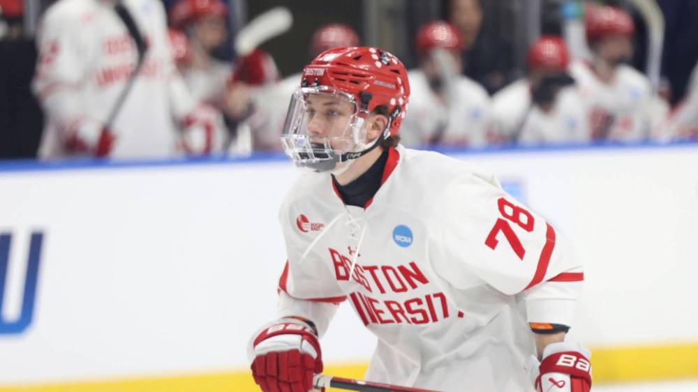 Gregory Payan / The Associated Press files
Jets prospect Sacha Boumedienne will return to the Boston University Terriers this fall to develop his game.