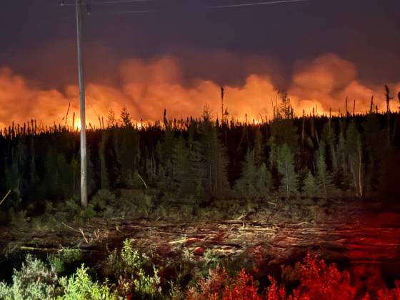 This wildfire south of Pimicikamak Cree Nation and the incorporated community of Cross Lake is one of several burning in the area. (Supplied)