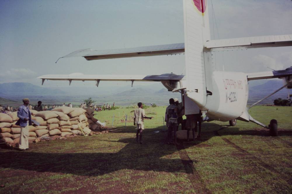 SUPPLIED
Food being unloaded from an MAF plane in Ethiopia