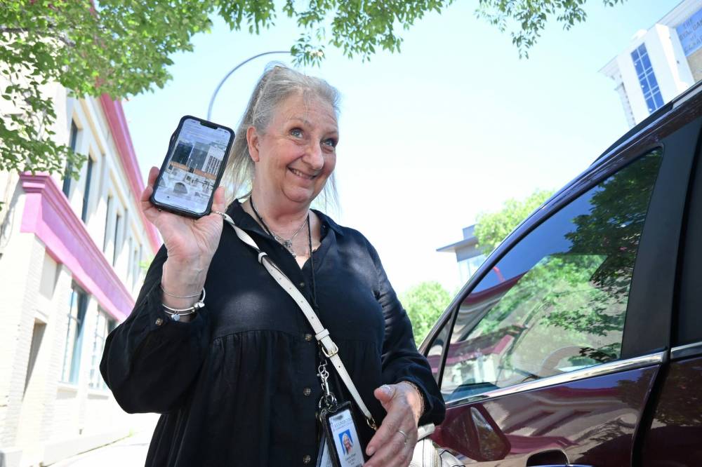 MATTHEW FRANK / FREE PRESS
Laura Charra says using her phone to pay for parking is more convenient, but it can be unreliable without a strong data or WiFi signal.
