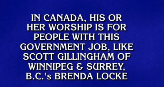 A recent Jeopardy! episode name-dropped Winnipeg Mayor Scott Gillingham.