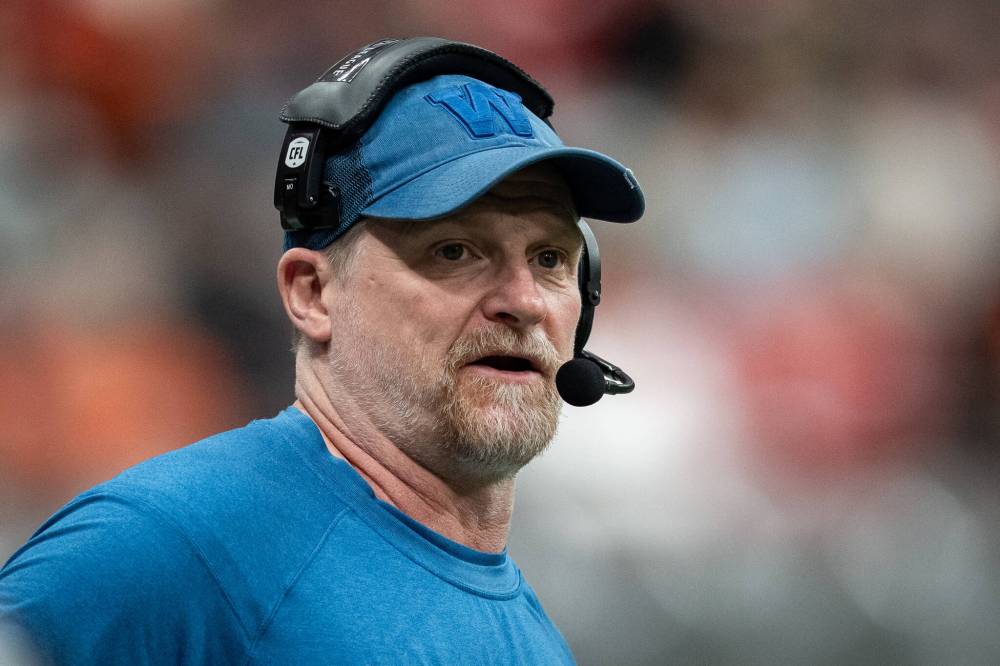 Ethan Cairns / THE CANADIAN PRESS FILES
Winnipeg Blue Bombers head coach Mike O’Shea said the club has a ‘pretty damn good’ success rate in the way they respond after a loss.