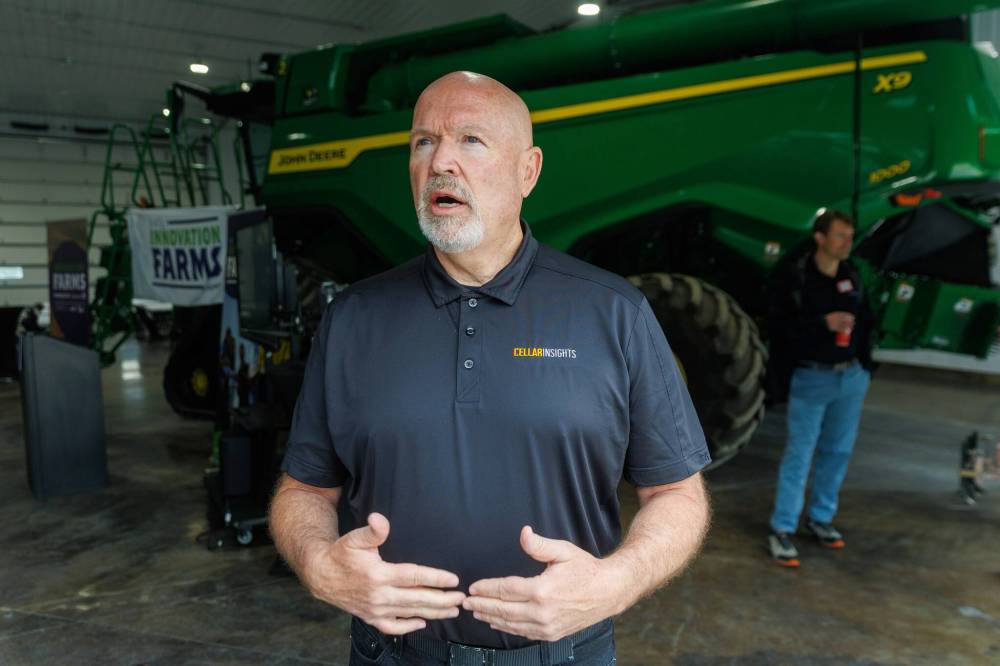 MIKE DEAL / FREE PRESS
Terry Sydoryk, CEO Cellar Insights, speaks to media during the event.
