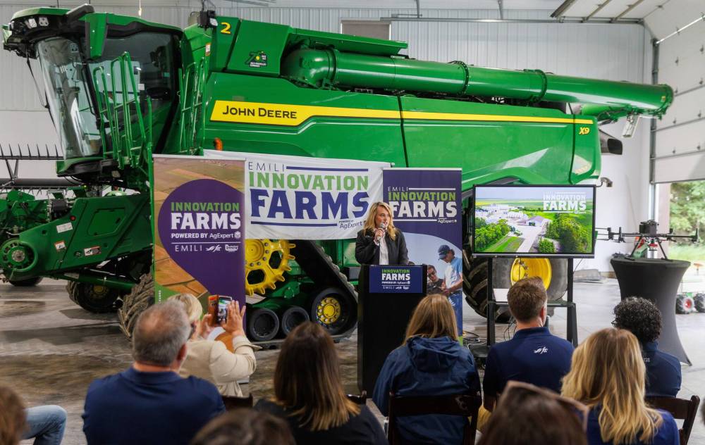 MIKE DEAL / FREE PRESS
Jacqueline Keena, Managing Director, EMILI, during the event Tuesday. EMILI and Farm Credit Canada announce the expansion of the Innovation Farms network during an event at EMILI’s Innovation Farms at 70127, Rd 1E, Grosse Isle, Tuesday morning. Reporter: Gabrielle Piche 250715 - Tuesday, July 15, 2025.