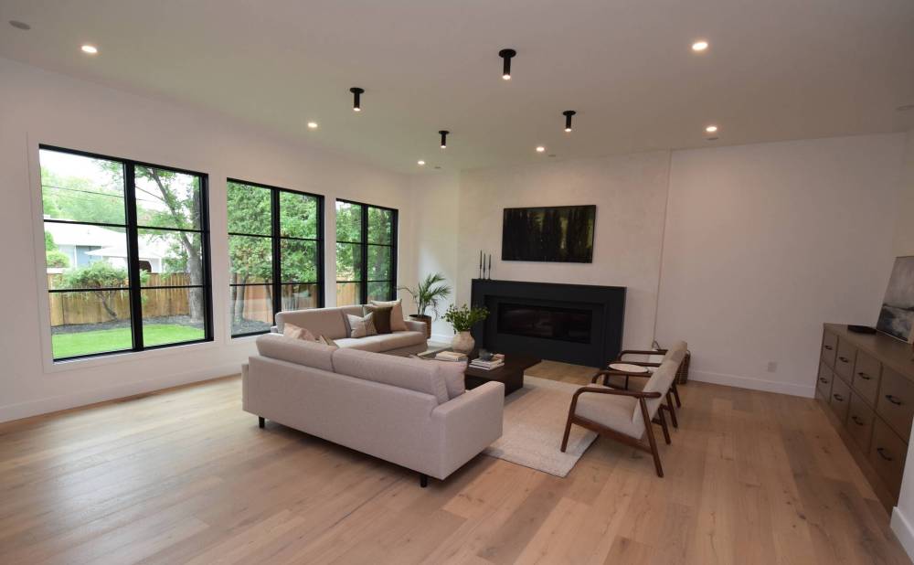 The lovely great room exudes unforced style and serenity.