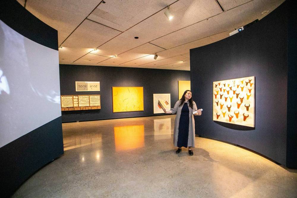 MIKAELA MACKENZIE / FREE PRESS
Curatorial fellow Nawang Tsomo Kinkar says circles and spirals have surfaced across different time periods and cultures.