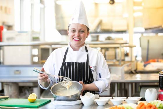 Chef Mandy Wingert whips up homemade mayonnaise/ (Mikaela MacKenzie / Free Press)