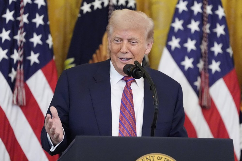 U.S. President Donald Trump speaks at an event in the East Room of the White House on Friday, July 18, 2025, in Washington. (AP Photo/Alex Brandon)