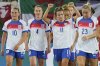 England's Lauren Hemp, center, celebrates with teammates after scoring her sides third goal during the Women's Euro 2025, group D, soccer match between England and Wales at Arena St. Gallen in St. Gallen, Switzerland, Sunday, July 13, 2025. (AP Photo/Martin Meissner)