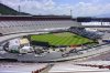 Work continues on the baseball field inside the racetrack at Bristol Motor Speedway, Friday, July 25, 2025, in Bristol, Tenn., for MLB Speedway Classic baseball game between the Cincinnati Reds and Atlanta Braves on Aug. 2. (Earl Neikirk/Bristol Motor Speedway via AP